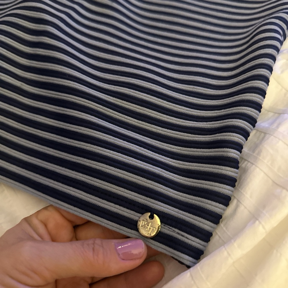 Elegant Blue Striped Midi Skirt